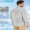 linlon Mens Safari Shirts Long Sleeve UV Protection Hiking Fishing UPF 50+ Quick Dry Cooling Camping Travel Shirts#5066-Light Grey-S view 3