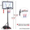 Topeakmart Youth Portable Basketball Hoop System Stand 7.2-9.2 ft Height-Adjustable for Indoor Outdoor w/ 2 Wheels, Fillable Base & 32in Backboard view 2