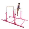 Costzon Double Horizontal Bars, Junior Gymnastic Training Parallel Bars w/ 11-Level 38-55" Adjustable Heights, Converted Single Bar, 264lbs Capacity, Ideal for Indoors, Outdoors, Home Practice (Pink) view 1