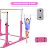Costzon Double Horizontal Bars, Junior Gymnastic Training Parallel Bars w/ 11-Level 38-55" Adjustable Heights, Converted Single Bar, 264lbs Capacity, Ideal for Indoors, Outdoors, Home Practice (Pink) view 3