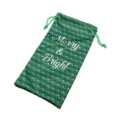 Calabria Christmas Holiday Drawstring Microfiber Eyeglass/Sunglass Soft Cases in Green-Stars