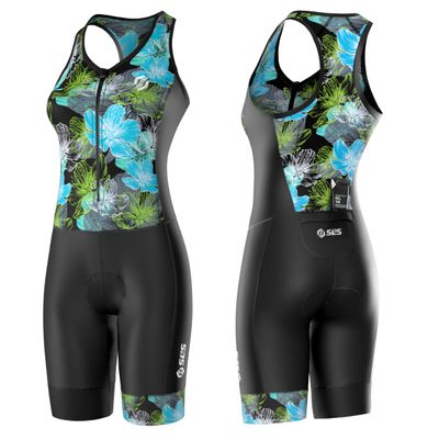 SLS3 Triathlon Suits Women Pro Trisuit, Black/Ocean Blooms, X-Small