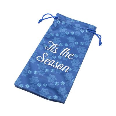 Calabria Christmas Holiday Drawstring Microfiber Eyeglass/Sunglass Soft Cases in Blue-Snowflake