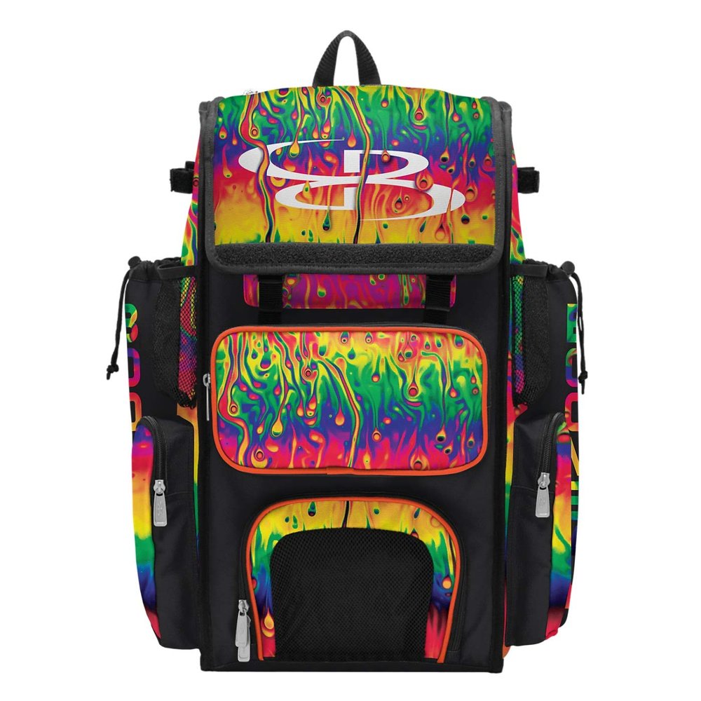 Boombah Superpack Bat Bag - Backpack Version (no wheels) - Holds 4 Bats - Lava Multi