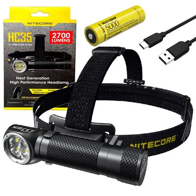 Nitecore HC35 Rechargeable LED Headlamp - 2700 Lumen - Include Battery & Eco-Sensa Micro-USB Charging Cable