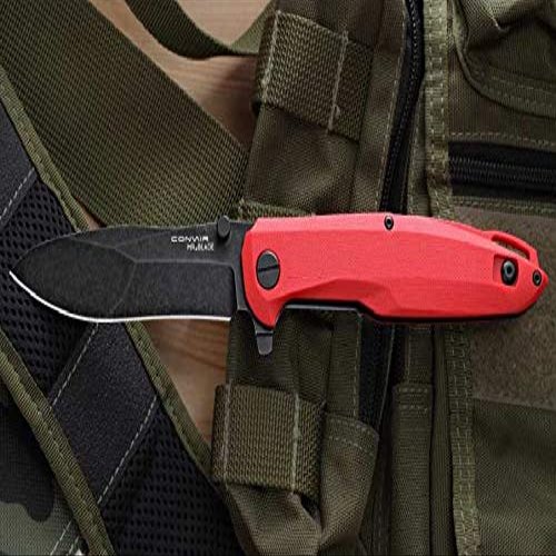 Mr. Blade Convair Folder - D2 Steel - G10 Handle Black - Vicious Agressive Design - EDC (Red)