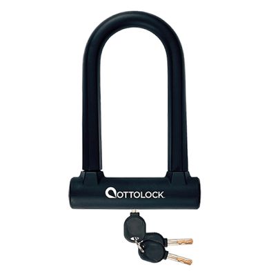 OTTOLOCK Sidekick Compact U-Lock - Heavy Duty Anti Theft Bicycle U-Lock with Keys, Silicone-Coated, Bike Accessories, Black