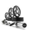 XMark Olympic Bar Curl Bar with Weights Offer, Olympic Weights 65 lb Set of Black Diamond Olympic Weight Plates, Premium Quality, Rubber Coated with EZ Curl Bar, Black Manganese 28mm XM-3675 view 1