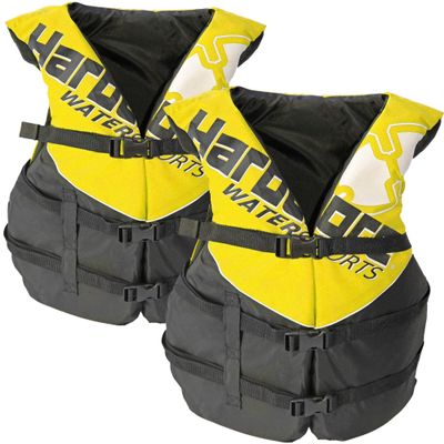 2 Pack Hardcore Coast Guard Type III PFD for Adults; Life Jacket Paddle Vest for Adults; Life Vest Flotation Device; Jet ski, Wakeboard, Kayak; Extra Life Jacket for Pontoon Boat Yellow