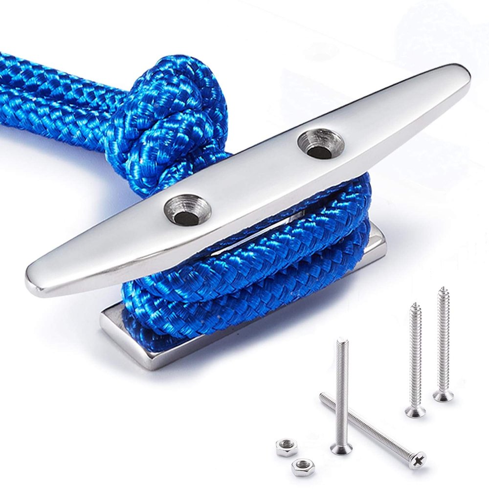 Boat Cleat Open Base Boat Cleat, Dock Cleat All 316 Stainless Steel Boat Mooring Accessories, Include Installation Accessories Screws (8 inch-1PCS)