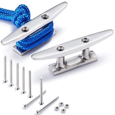 Boat Cleat Open Base Boat Cleat, Dock Cleat All 316 Stainless Steel Boat Mooring Accessories, Include Installation Accessories Screws (5 inch-2PCS)