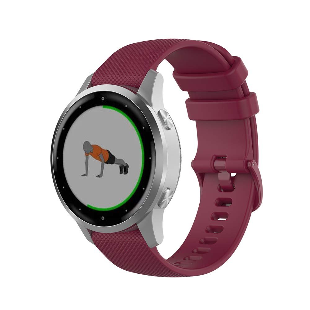 Silicone Watchband Replacement Compatible for Garmin Vivoactive 4S Smart Watch, 18MM Band Width (Wine Red)
