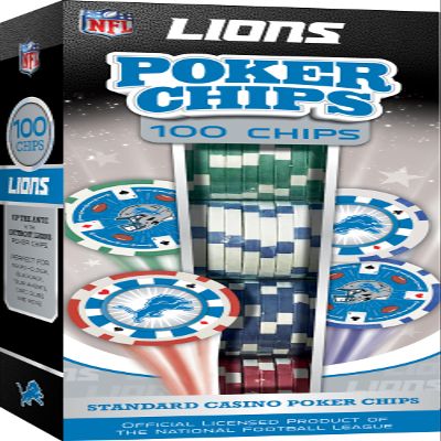 Masterpieces Casino - NFL Detroit Lions - 100 Piece High Quality Poker Chip Set with Tray