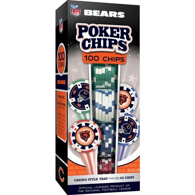 Masterpieces Unisex-Adult Poker Chips - 100 Chicago Bears NFL Casino Style Chips