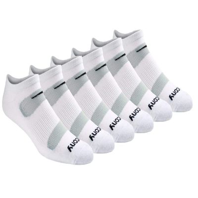 Saucony Men's RunDry Mesh Ventilating Comfort Fit Performance No-Show Socks, Available in M-XXL (6, 12, 18, White (6 Pairs), XX-Large