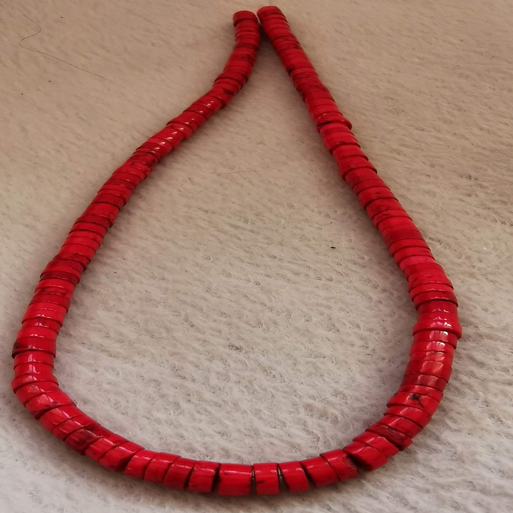 4mm mm8mm Hot Red Turquoise Gemstone Heishi Slice Rondelle Wheel Loose Beads 16inch (4mm)