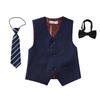 YuanLu Vest for Boys 3 Piece Formal Silm Fit with Tie and Bowtie Blue Size 10 view 1