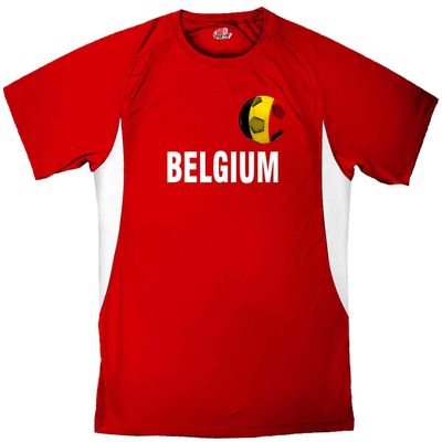 Custom Belgium Soccer Ball 1 Jersey Youth Large in Scarlet Red and White