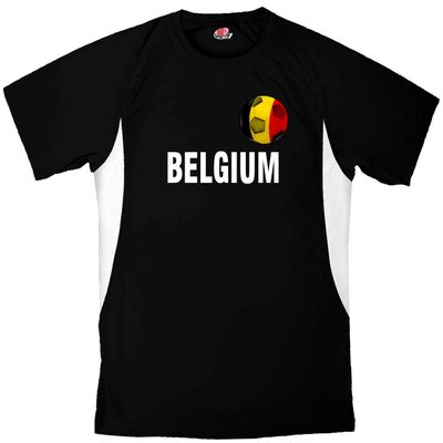 Custom Belgium Soccer Ball 1 Jersey Adult Medium in Black and White