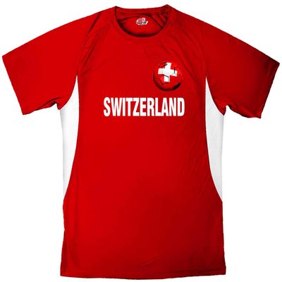 Custom Switzerland Soccer Ball 1 Jersey Adult Small in Scarlet Red and White