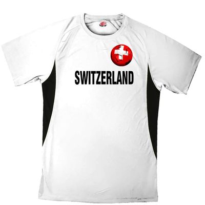 Custom Switzerland Soccer Ball 1 Jersey Adult Large in White and Black