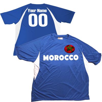 Custom Morocco Soccer Ball 1 Jersey Adult 2X-Large in Royal Blue and White