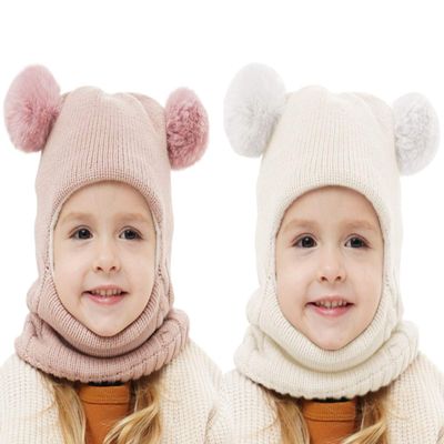 Baby Girls Boys Winter Hat Scarf Kids Earflap Hood Scarves 2 Packs