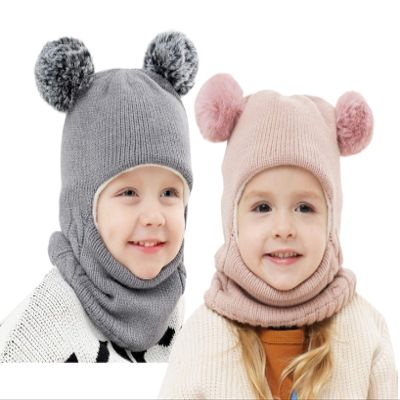 Baby Girls Boys Winter Hat Scarf Kids Earflap Hood Scarves 2 Packs
