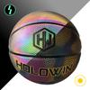 HW HOLOWIN Reflective Glowing Holographic Luminous Basket Ball for Night Game, Perfect HoloHoops Toys (Reflective Black, Size 7) view 2