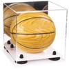 Better Display Cases Acrylic Mini - Miniature (not Full Size) Basketball Display Case with Mirror, Black Risers and White Base (A015-BR) view 1