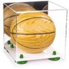 Better Display Cases Acrylic Mini - Miniature (not Full Size) Basketball Display Case with Mirror, Green Risers and White Base (A015-GRR) view 1
