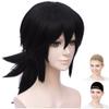 CaseEden Cosplay Wig, Giyu Tomioka, Giyu Tomioka, Water Column, Black, Black Hair, White Melce Wig Net, Set of 2 view 1