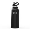 IRON FLASK Camping & Hiking Hydration Flask with Straw, BPA-Free Insulated Stainless Steel Sports Water Bottle - 24 oz Midnight Black view 1