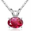 1pc Adabele Real Sterling Silver July Birthstone Necklace 18 inch 6mm Created Red Ruby Round Cut Solitaire Cubic Zirconia CZ Stone Pendant Anniversary Birthday Women Gift NK18-A7 view 1