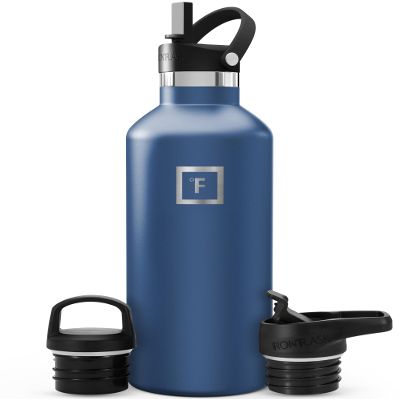 IRON FLASK Camping & Hiking Hydration Flask with Straw, BPA-Free Insulated Stainless Steel Sports Water Bottle - 32 oz Twilight Blue