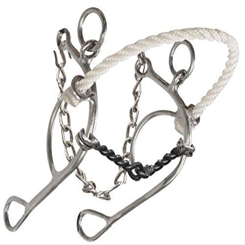 Showman Stainless Steel Rope Nose Combination Snaffle Bit w/Twisted Sweet Iron Mouth