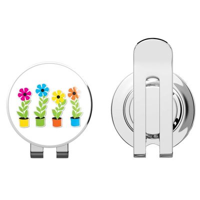 888 Graphics Flower in Cute Pots Nature Gardening Golf Hat Clip with Magnetic Ball Marker