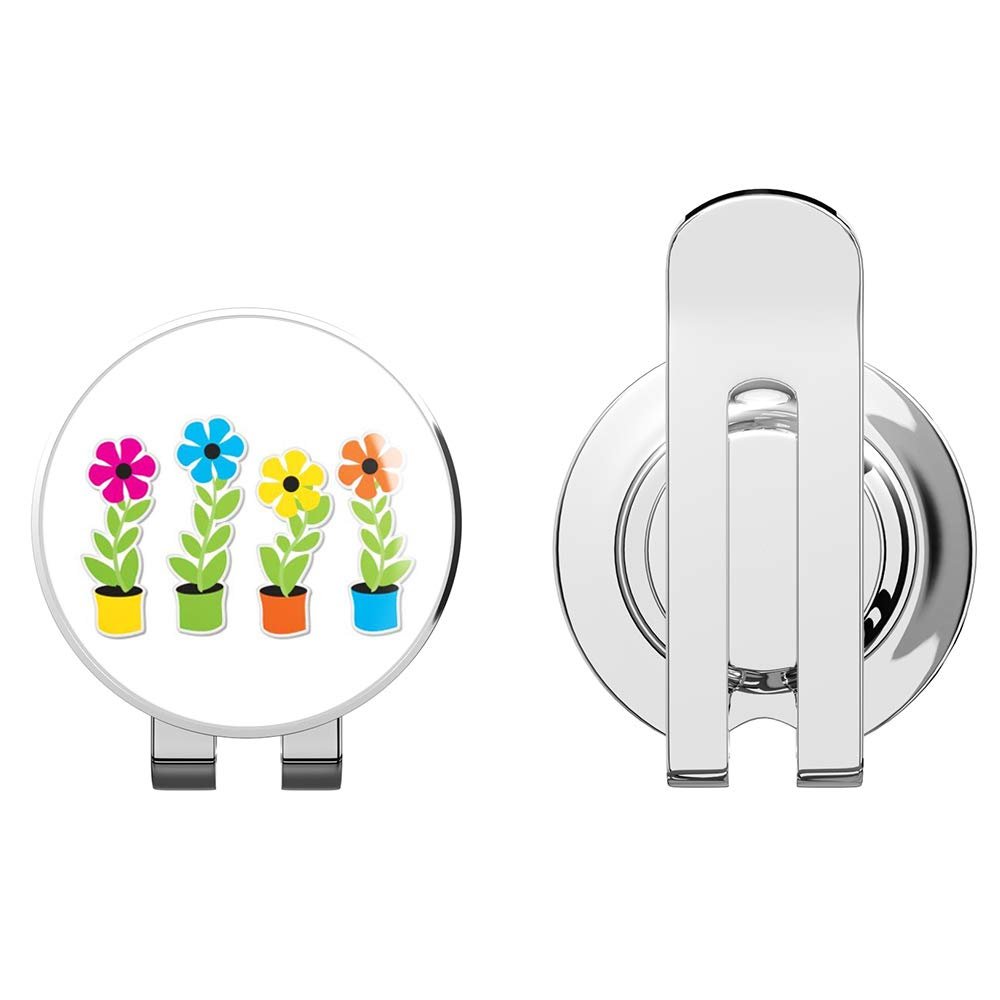 888 Graphics Flower in Cute Pots Nature Gardening Golf Hat Clip with Magnetic Ball Marker