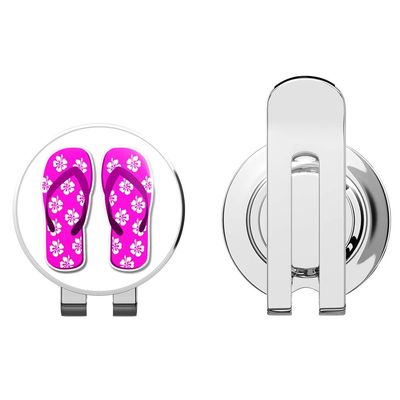 888 Graphics Flip Flops Pink Golf Hat Clip with Magnetic Ball Marker