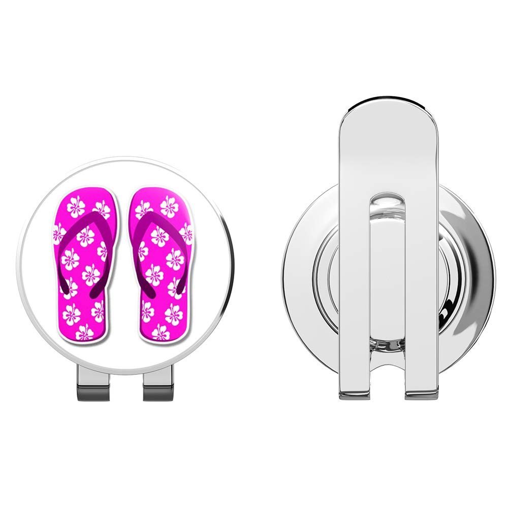 888 Graphics Flip Flops Pink Golf Hat Clip with Magnetic Ball Marker