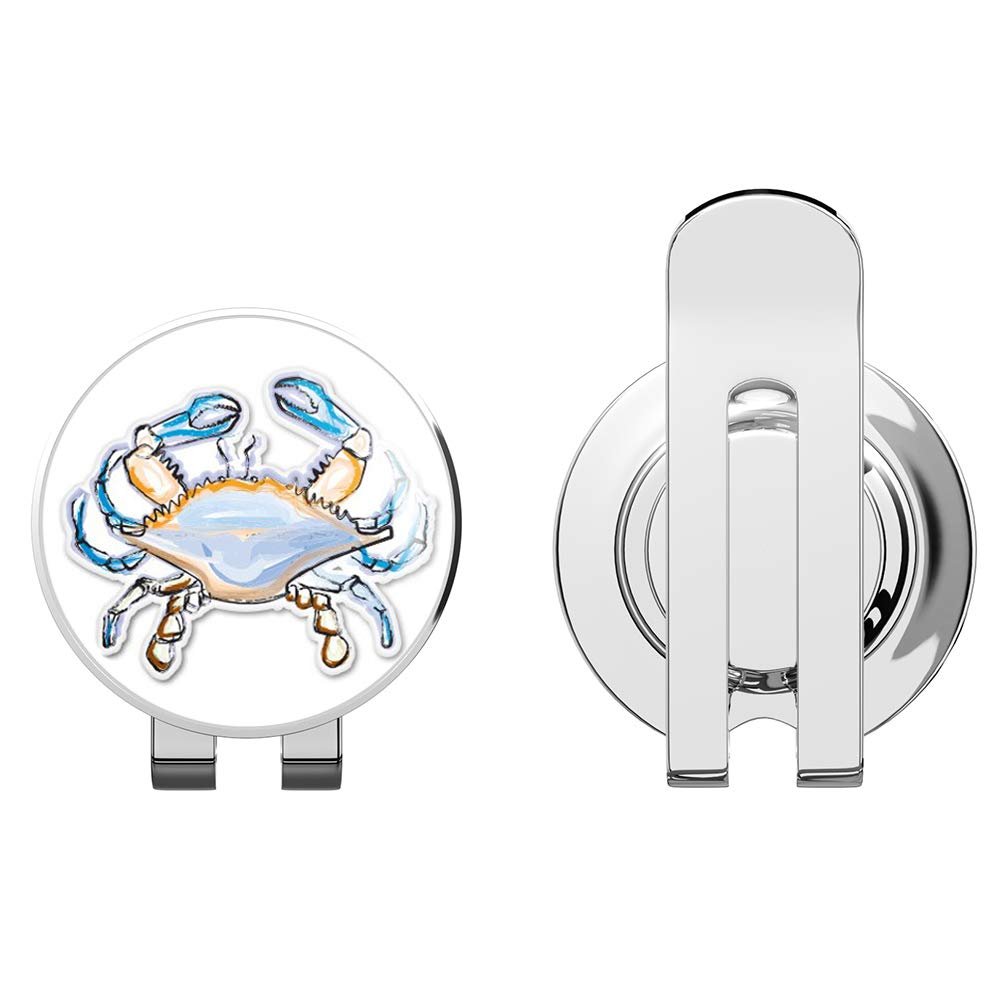 888 Graphics Blue Crab Art Design Golf Hat Clip with Magnetic Ball Marker