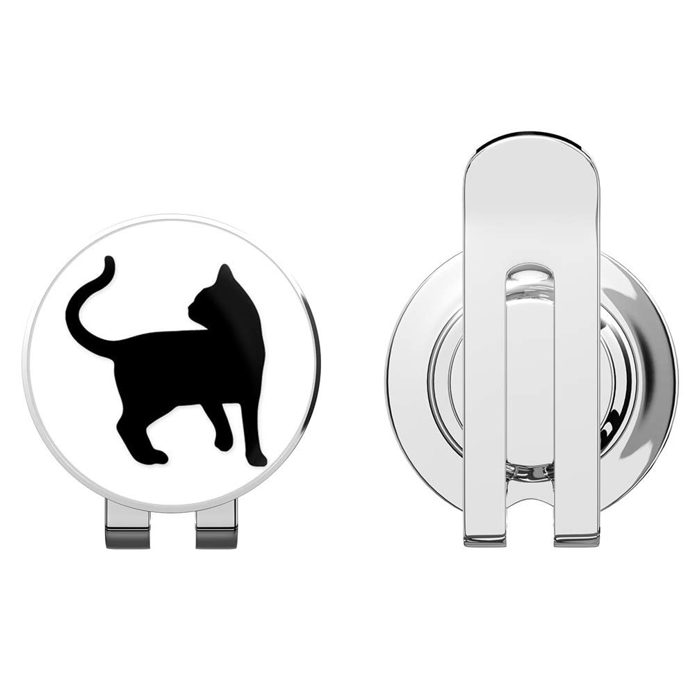 888 Graphics Cat Shape Black Silhouette Golf Hat Clip with Magnetic Ball Marker