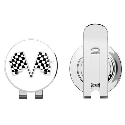 888 Graphics Checkered Flags Racing Golf Hat Clip with Magnetic Ball Marker