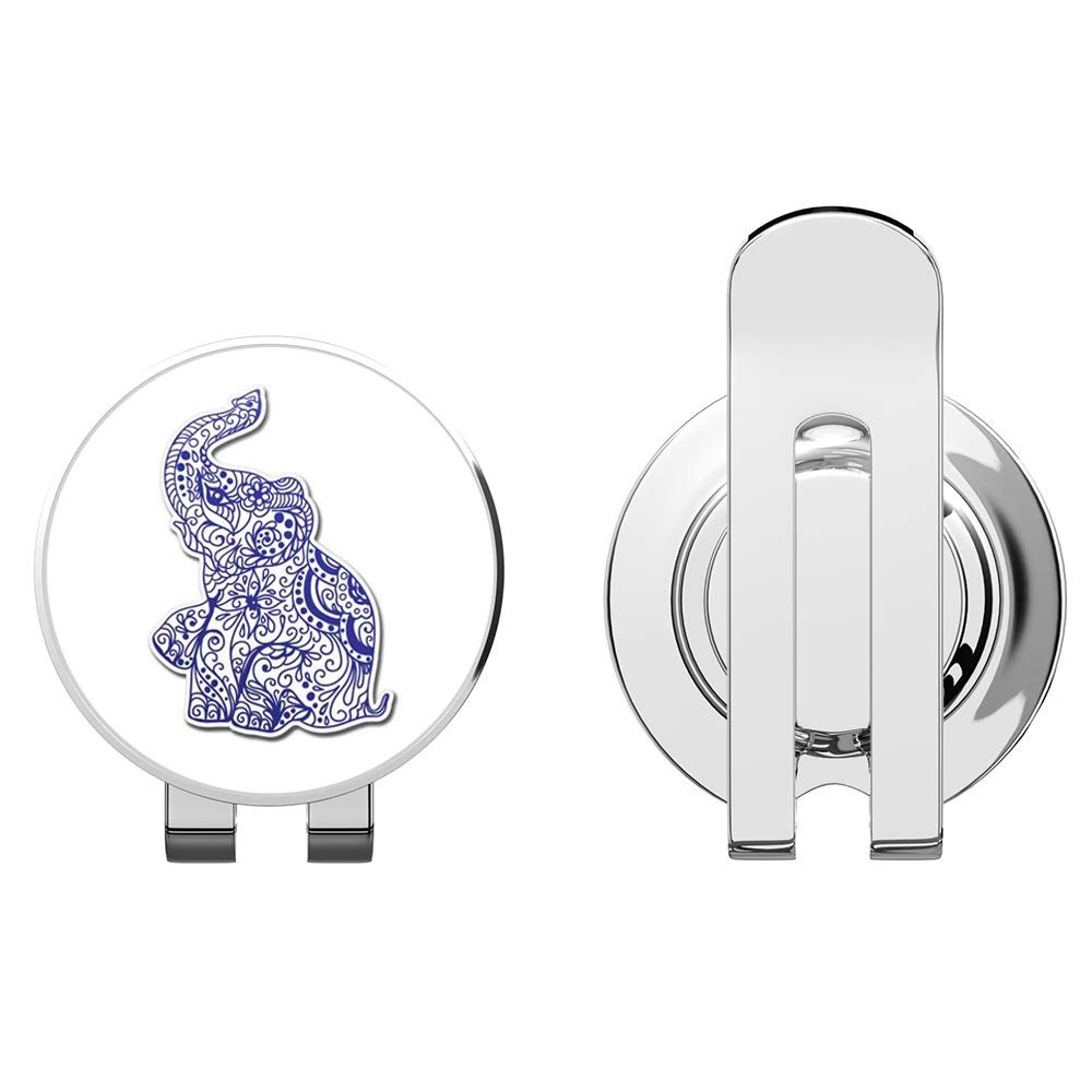 888 Graphics Elephant Henna Exotic Golf Hat Clip with Magnetic Ball Marker
