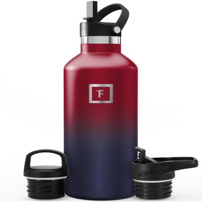 IRON FLASK Camping & Hiking Hydration Flask with Straw, BPA-Free Insulated Stainless Steel Sports Water Bottle - 32 oz Dark Rainbow