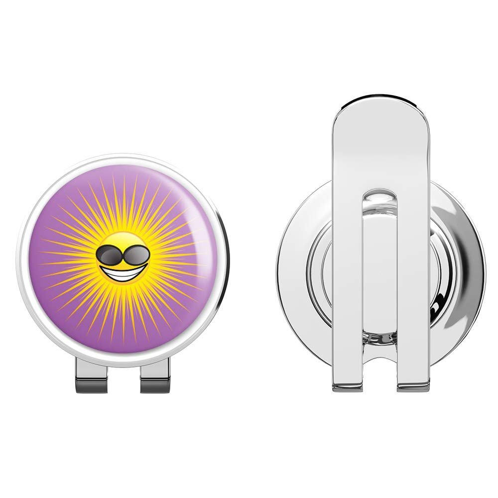 888 Graphics Sun Sunglasses on Purple Golf Hat Clip with Magnetic Ball Marker