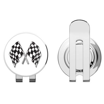 888 Graphics Checkered Flags Racing Golf Hat Clip with Magnetic Ball Marker