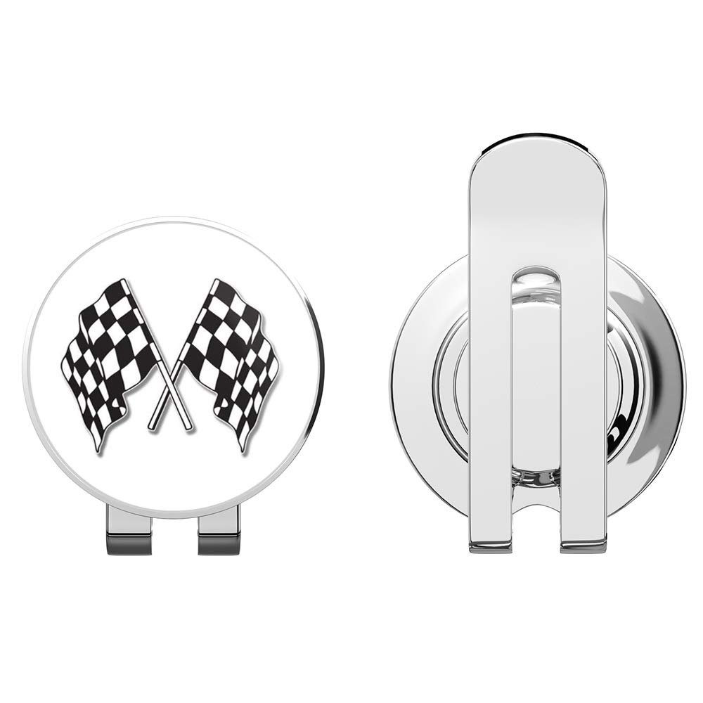 888 Graphics Checkered Flags Racing Golf Hat Clip with Magnetic Ball Marker