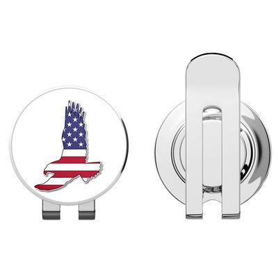 888 Graphics Eagle USA Flag Golf Hat Clip with Magnetic Ball Marker
