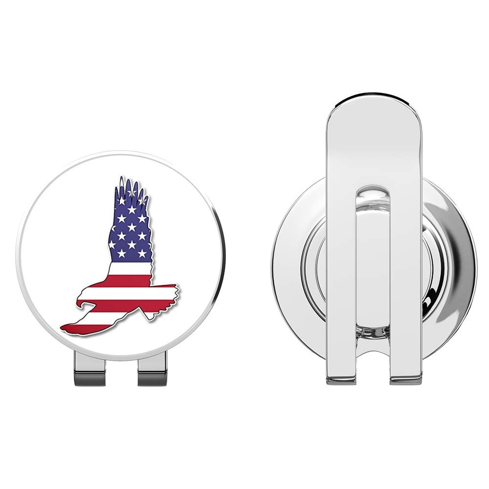 888 Graphics Eagle USA Flag Golf Hat Clip with Magnetic Ball Marker